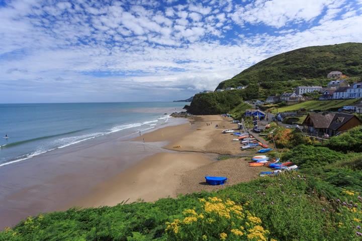 Boats on Tresaith beach, Ceredigion