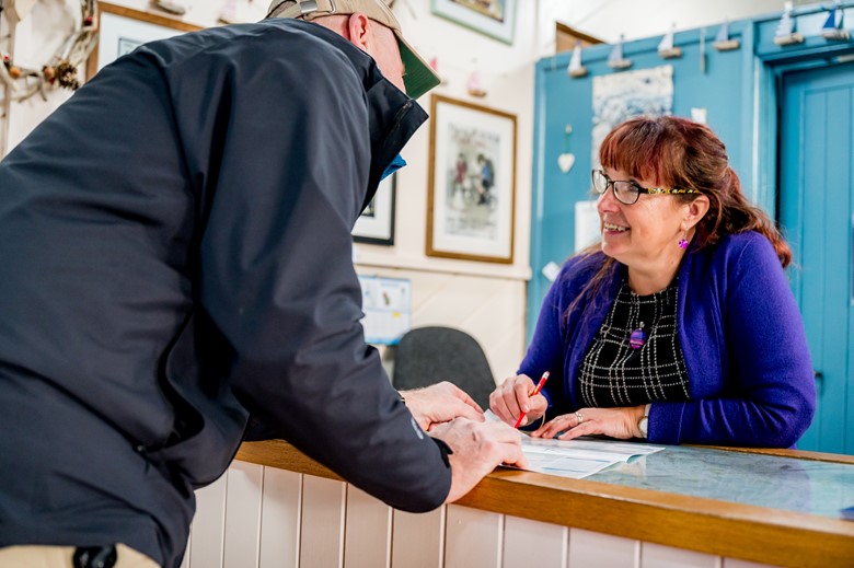 Aberaeron Tourist Information Centre staff with visitor